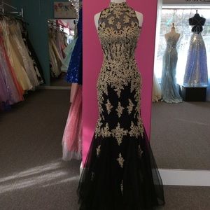 black and gold gown